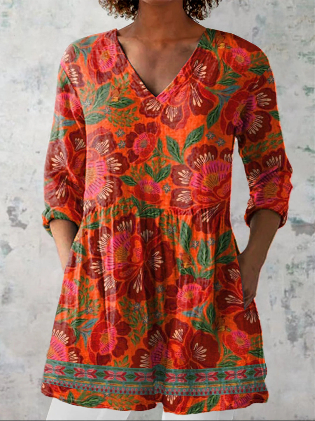 Marion | Longue Blouse à Col en V