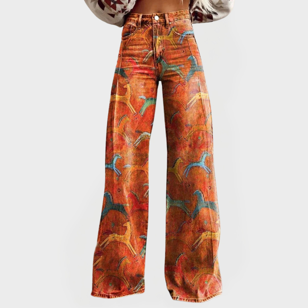 Jeans Taille Haute Quotidiens avec Jambes Amples