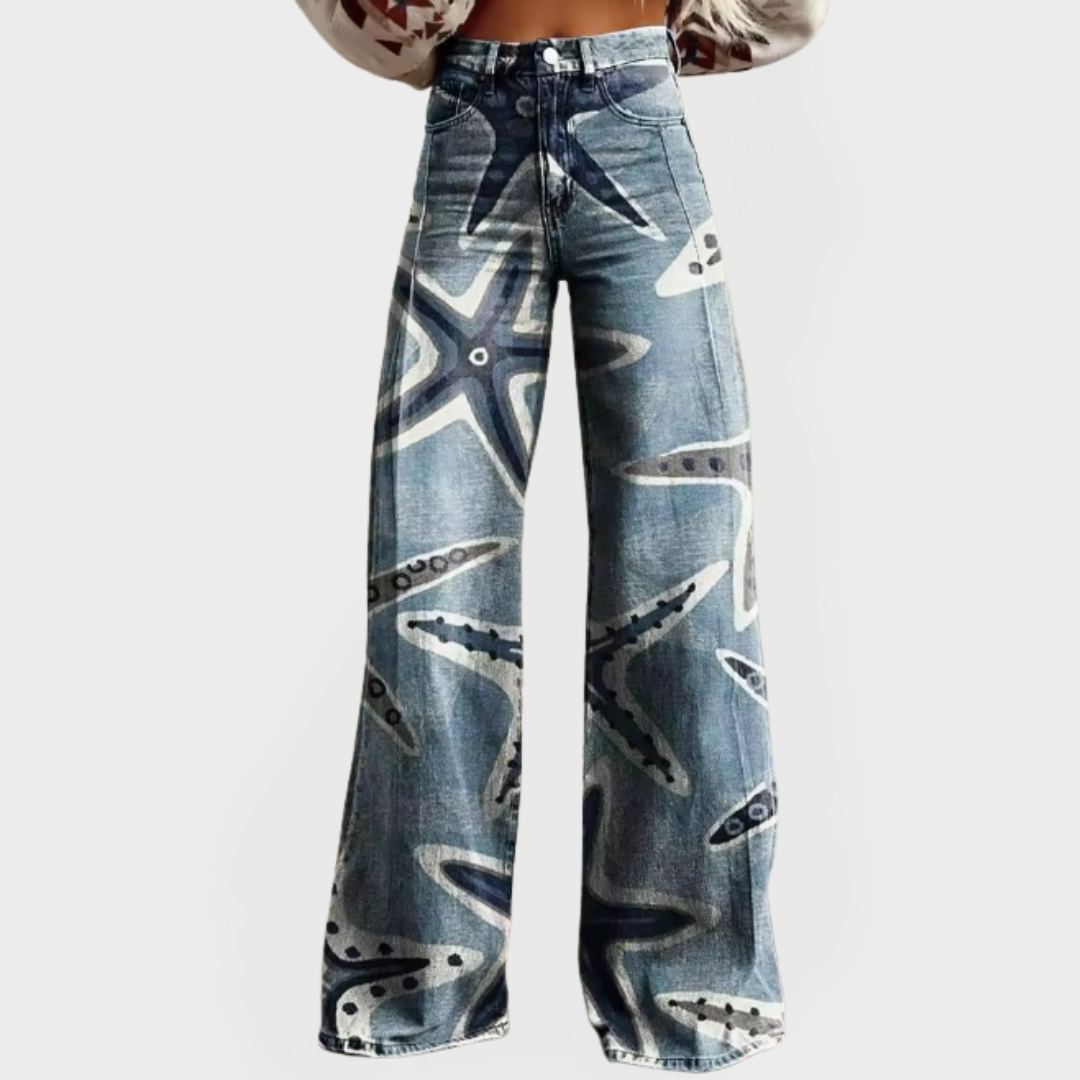 Jeans avec Design d'Étoile de Mer Artistique