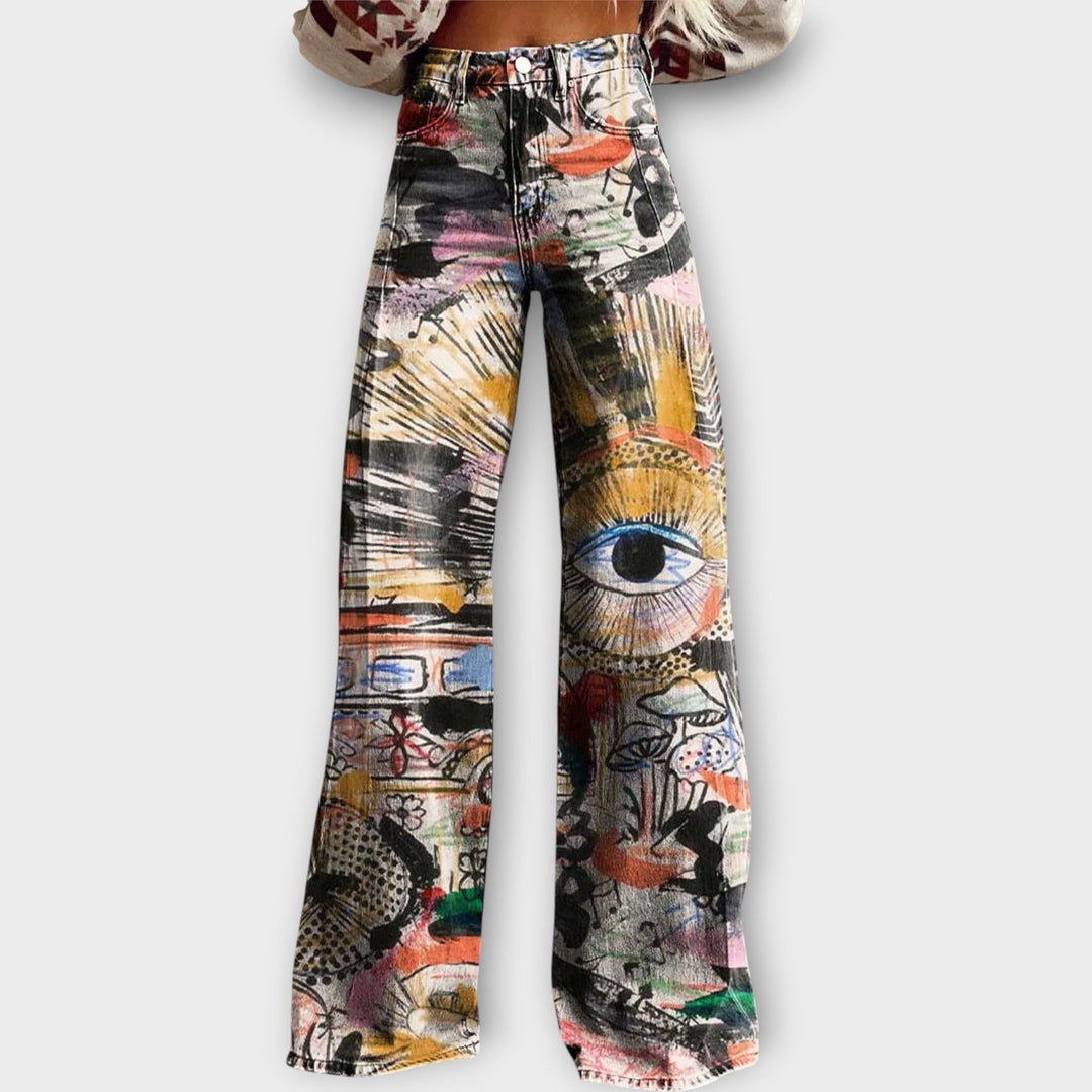 Jeans avec Imprimés Artistiques
