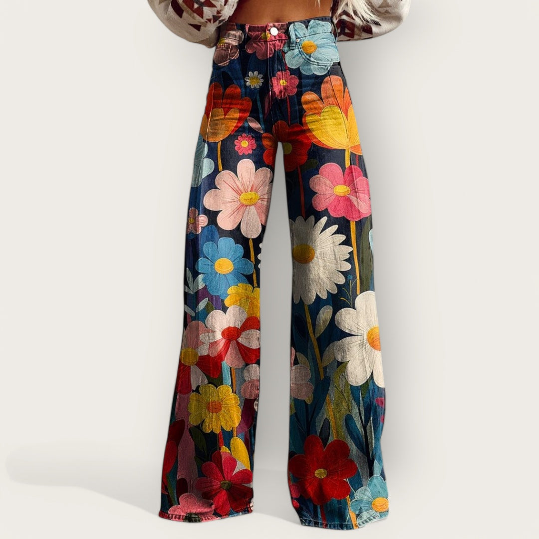 Pantalon large multicolore élégant